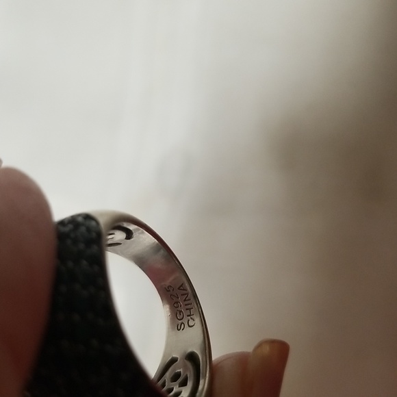 BLACK SPINEL RING, SZ 6.5 Cluster in 925 Sterling Silver, New Condition - Picture 3 of 5